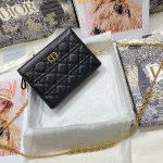 DIOR CARO ZIPPED POUCH WITH CHAIN