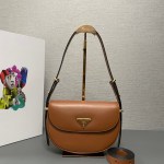 Prada Arqué Leather shoulder bag moon bag
