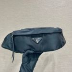 Prada Black Re-nylon And Saffiano Leather Belt Bag