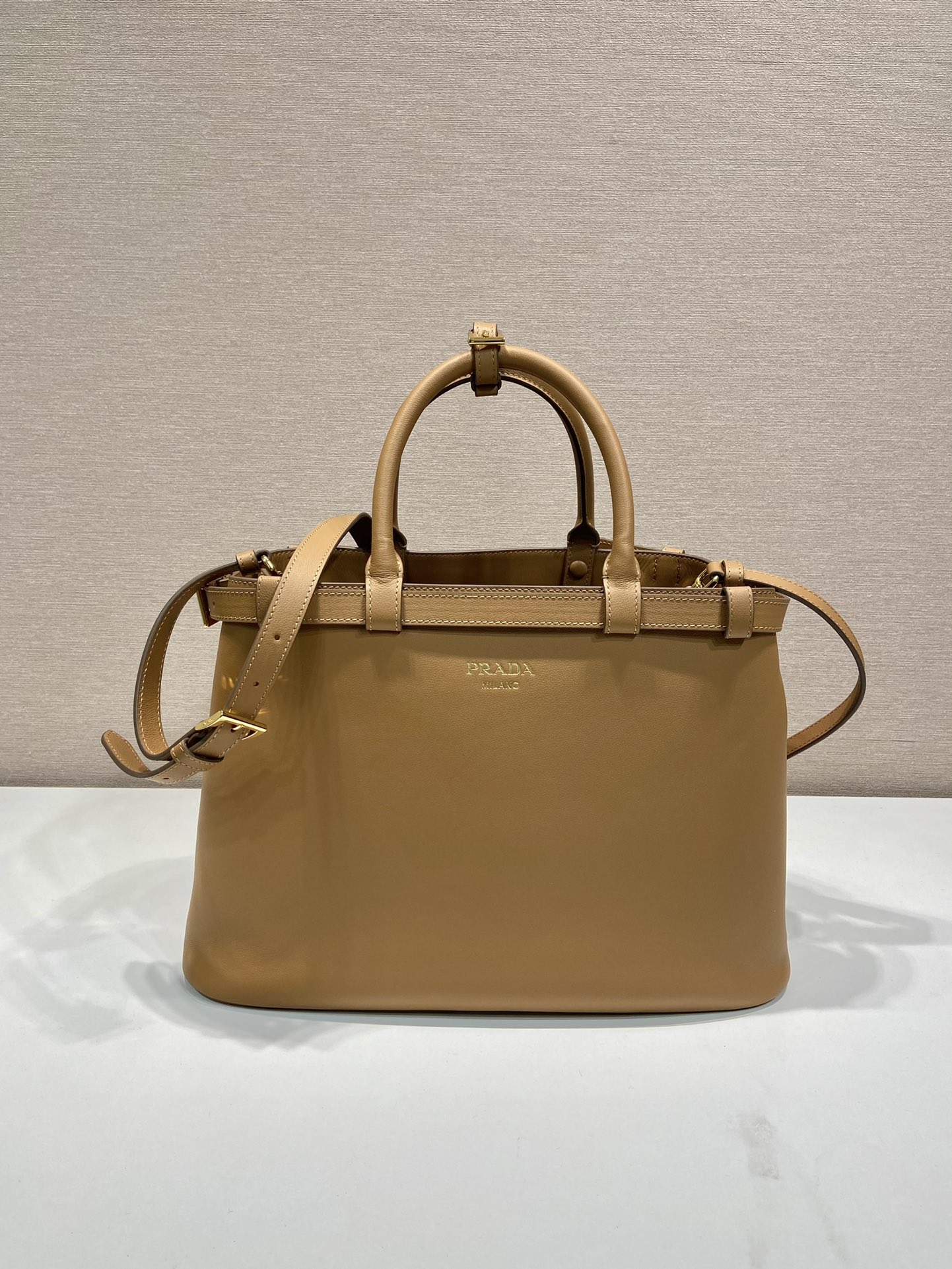 HSC-DD67F2526267 Prada Buckle medium leather handbag with double belt - Image 1