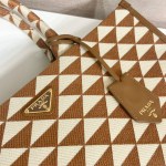 Large Prada Symbole embroidered fabric handbag - Image 5