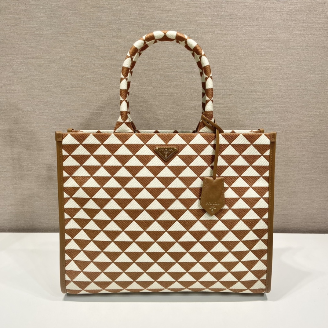 HSC-FB7AF5496A95 Large Prada Symbole embroidered fabric handbag - Image 1