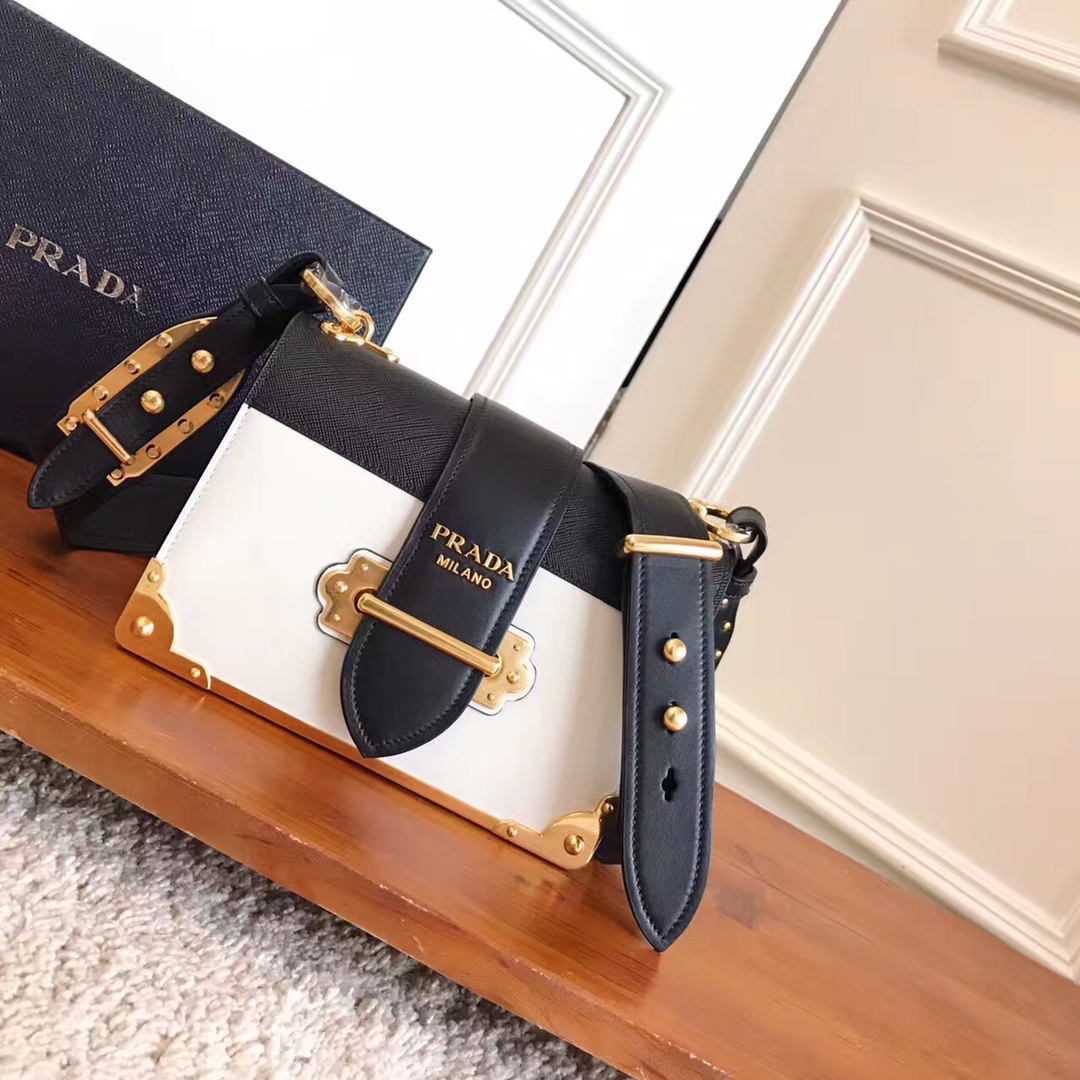 HSC-FB8D64B655AC Prada Cahier Leather Bag - Image 1